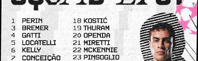 尤文公布战本菲卡大名单：伊尔迪兹、洛卡特利、小孔塞桑在列